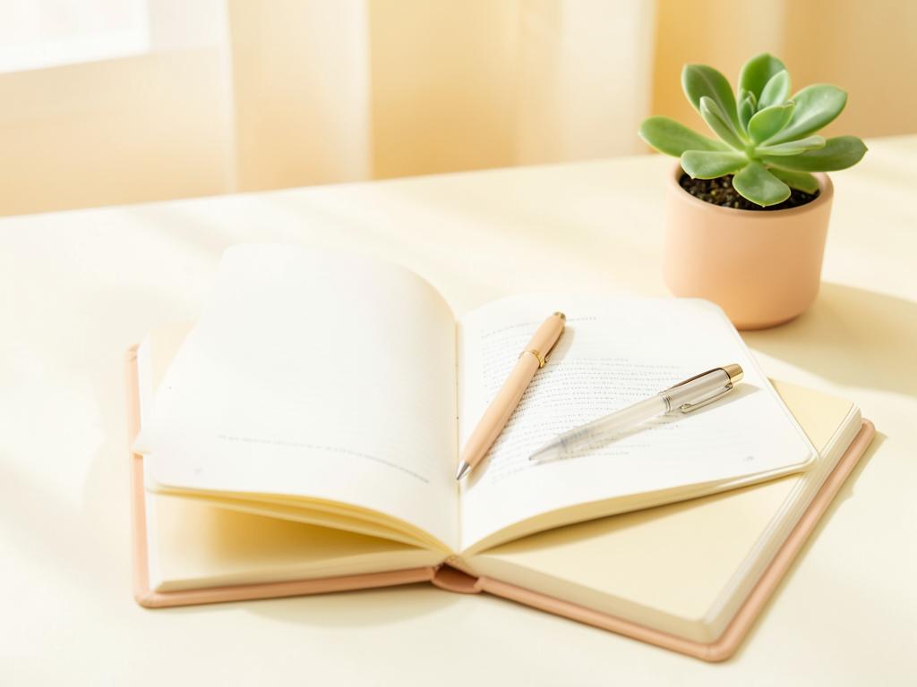 Caderno aberto com caneta, representando o início do acompanhamento